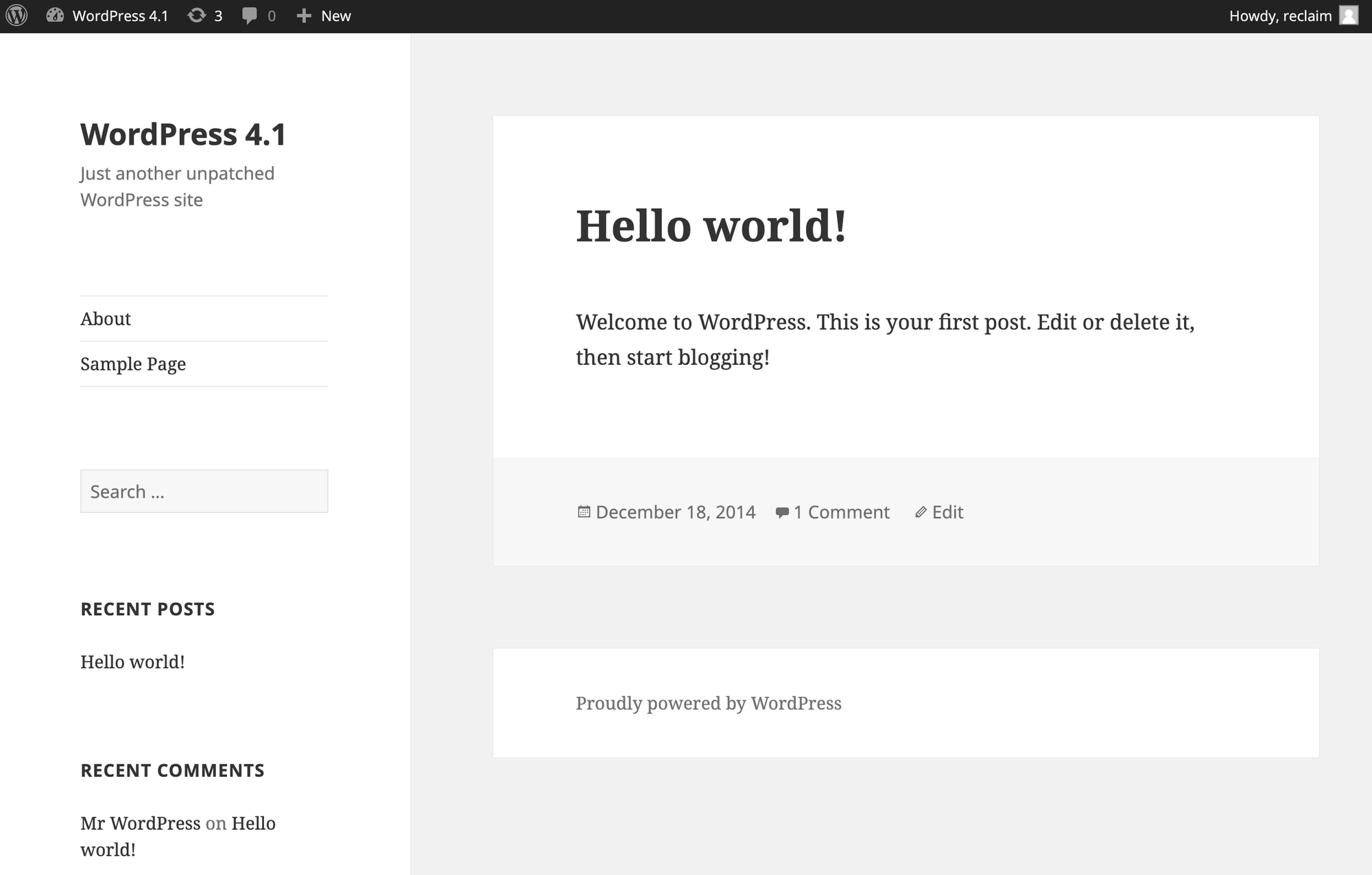 a screenshot of WordPress 4.1