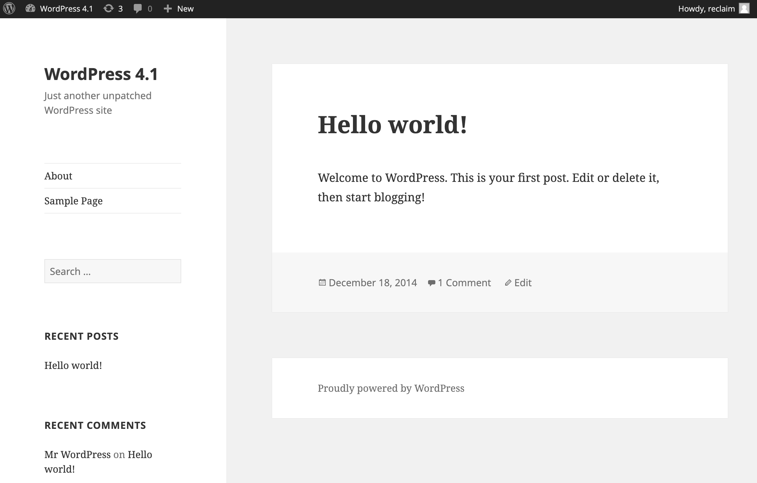 a screenshot of WordPress 4.1